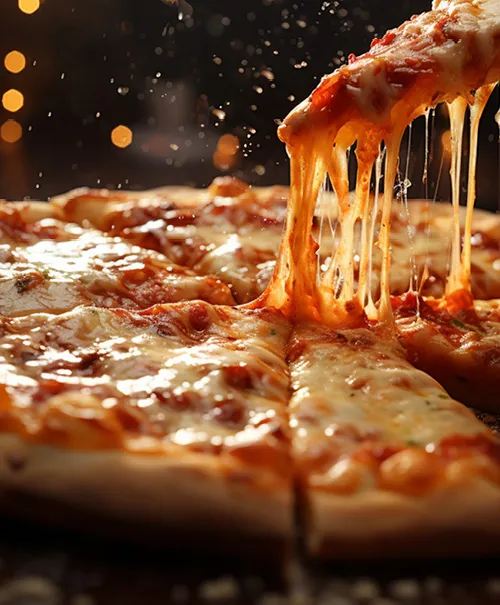 Valori Pizza Cheese Slice pulled from pizza pie