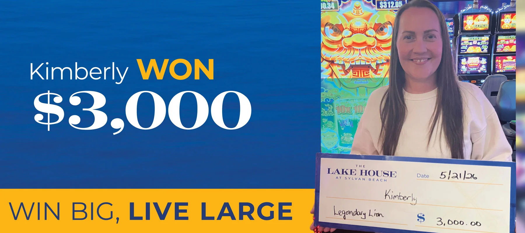 Kimberly won $3,000